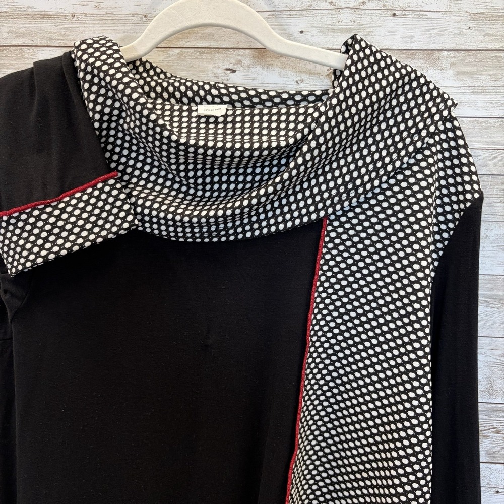 Moonlight Womens L Tunic Top Art To Wear Polka Dot High Low Lagenlook Made USA